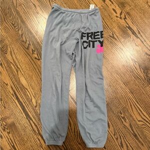 freecity Light Gray Sweatpants with Hot Pink Logo